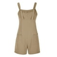 thumbnail image 4 of IROINNID Clearance Jumpsuit Shorts for Women Plus Size Summer Solid Sleeveless Suspender Short Jumpsuit,Khaki, 4 of 7
