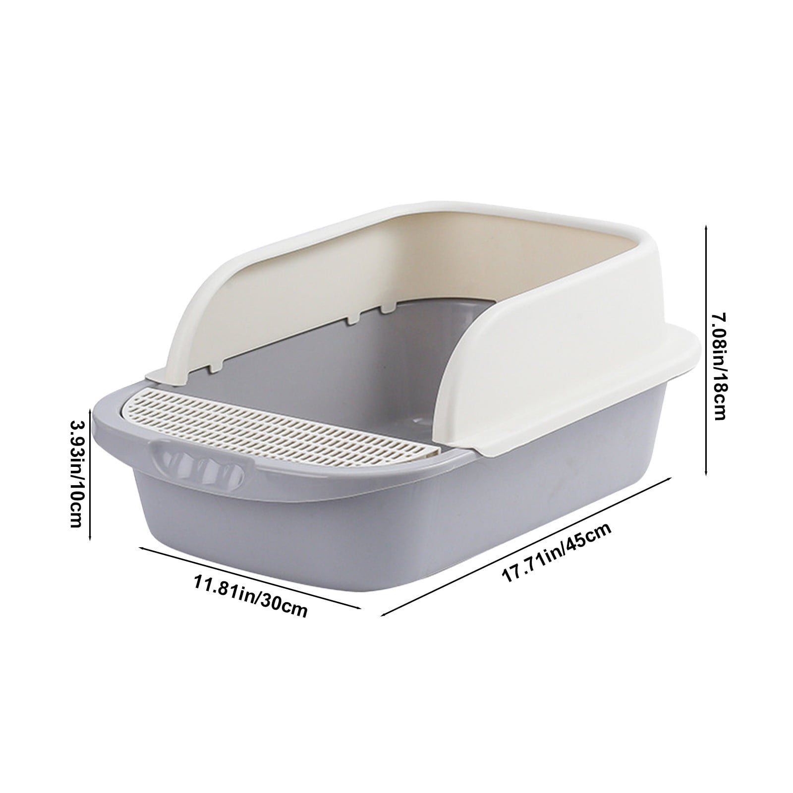 Tvtnvo Pet Litter Box Semi Enclosed Extra Spacious Odor Control Scoopable Easy Clean Pet Toilet with Splash Guard Non Slip Base Private Relaxedable for Pets Gray 17.7x11.8x7.1in