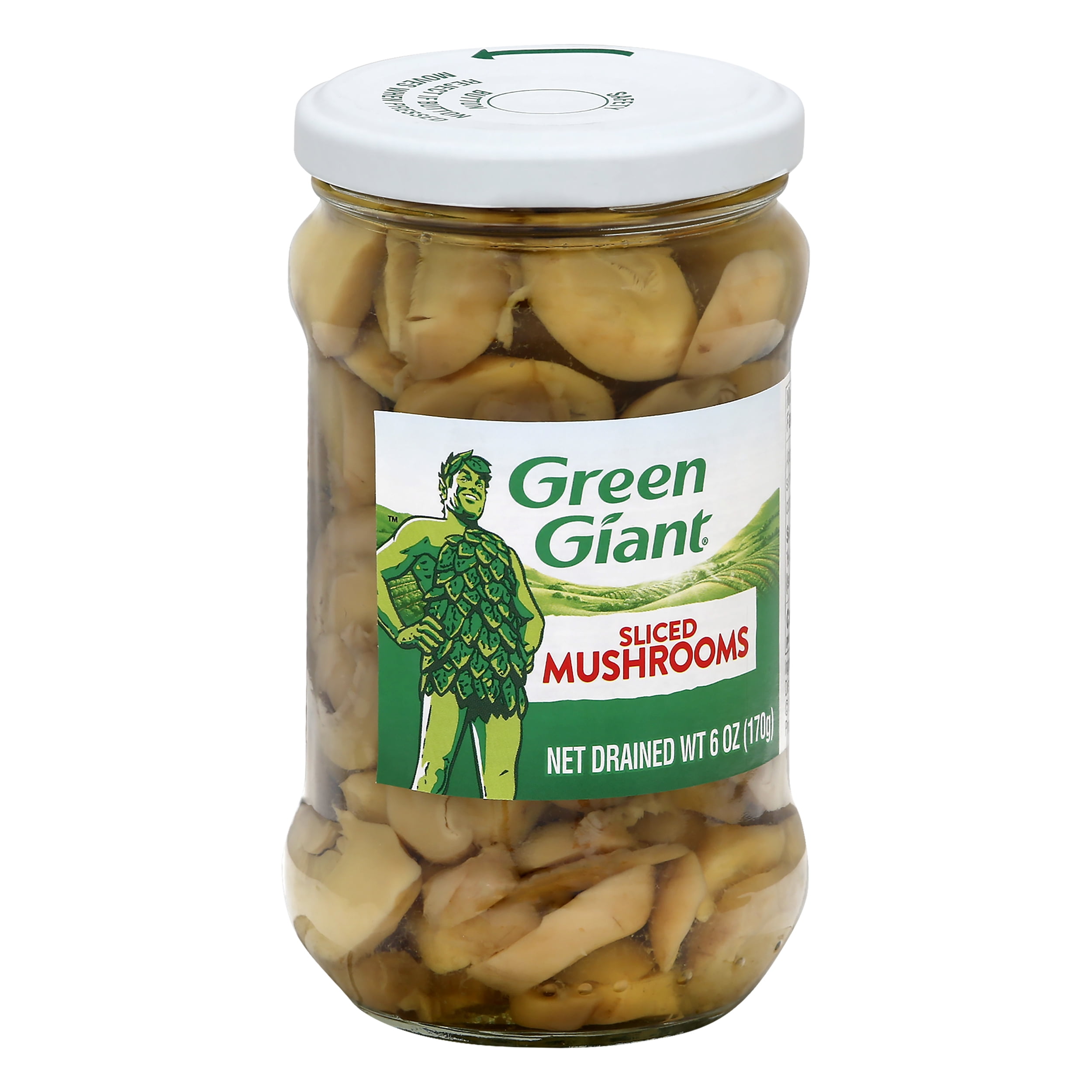 Green Giant Sliced Mushroom Vegetable, 4.5 Ounce Glass Jar -- 12 per case.