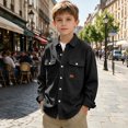 thumbnail image 6 of SERTGUTR Boys Corduroy Shirt Jacket, Button Front Collared Long Sleeve, Chest Flap Pocket Loose Fit Solid Color, Casual Everyday School Fall Winter Shirt Jacket, 6 of 7