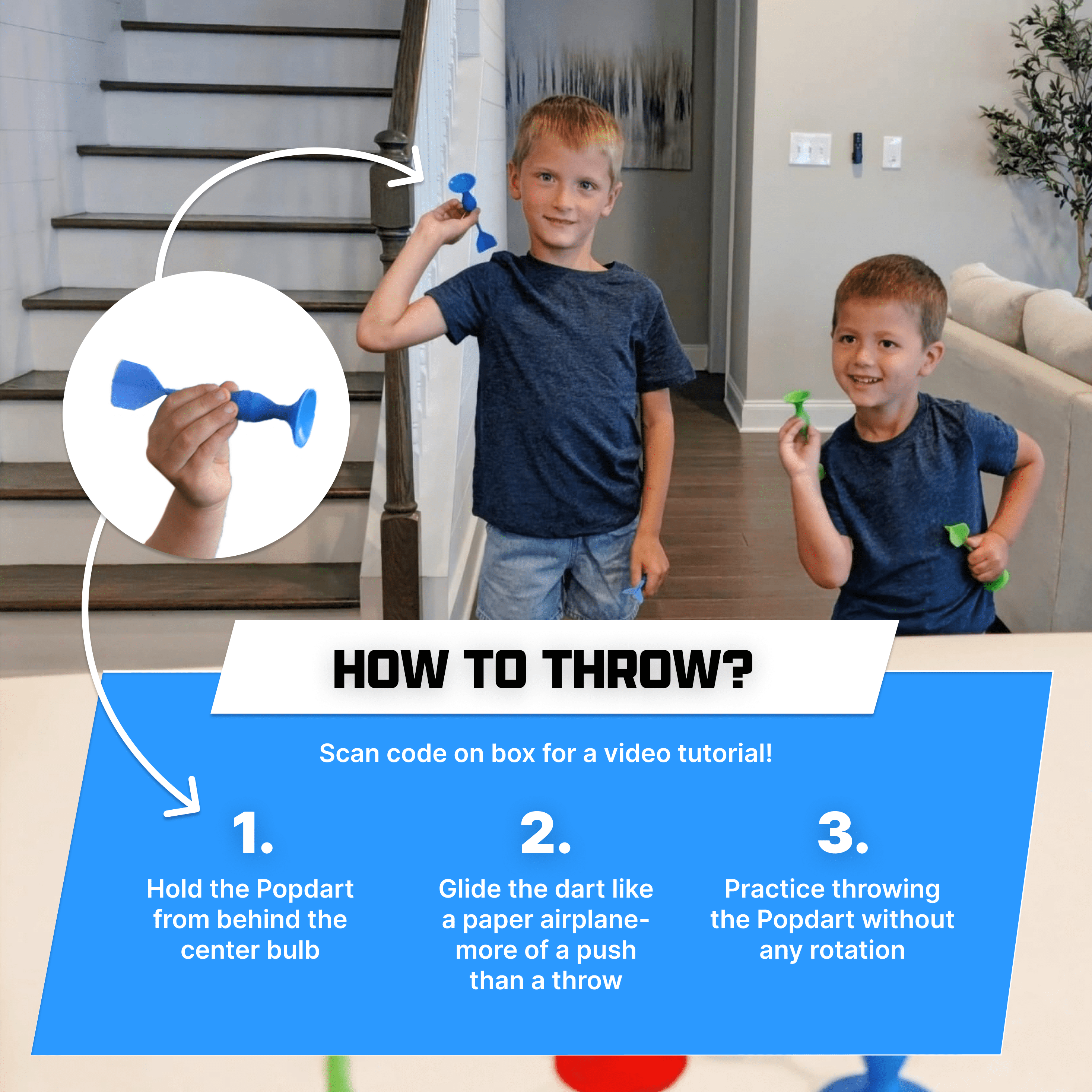 Popdarts Blue & Green Rookie Pack – Winged Suction Cup Dart Game for Beginners, Kids, and First-Time Players