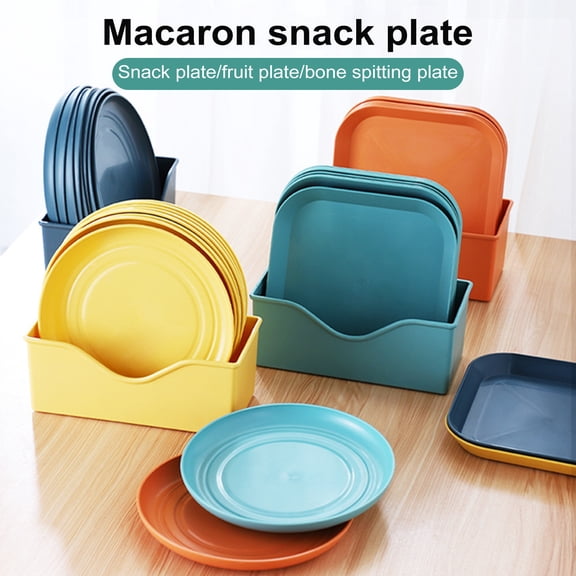 Queroig 8Pcs Lightweight Plastic Plates Unbreakable Reusable Dinner Plates Dishwasher Safe Colorful Plates for Kitchen Everyday Camping Plates
