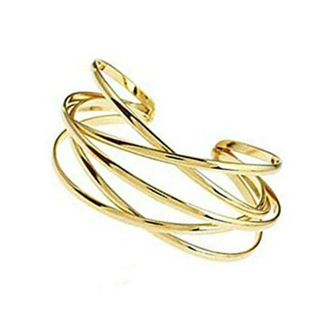 1Pcs Bracelet Manchette pour Femmes Bracelet Large en Fil Ouvert Bracelet Doré