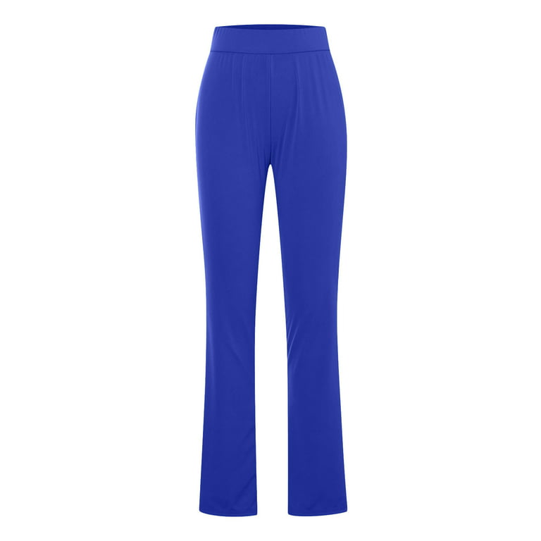 UHUYA Women Flare sweatpants Wide Leg Pants Casual Slim High Elastic Waist  Solid Color Sports Yoga Flare Pants Blue L US:8 