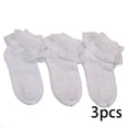 thumbnail image 2 of LYMAYTER 3 Pack ‌Spring Toddler Socks Breathable Eyelet Socks‌ Double Ruffle Girls Dance Socks 1-12Y, 2 of 7