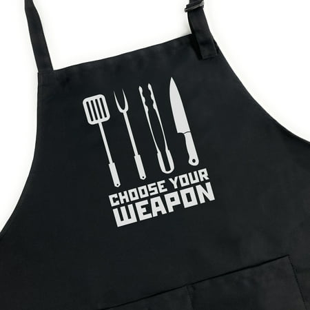 

GuyAprons Choose Your Weapon Apron Funny Apron for Men BBQ Grill Apron Funny Apron for Dad