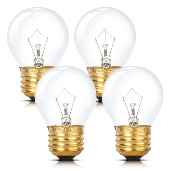 Simba Lighting Oven Light Bulb 300°C/572°F Rated G45 G14 40W E26 Medium Base, 120V 2700K, 4-Pack