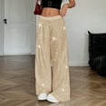 thumbnail image 5 of WULMLEO Women's Shiny Sequin Wide Leg Pants Elastic Waist Sparkly Baggy Pants Beige S, 5 of 8
