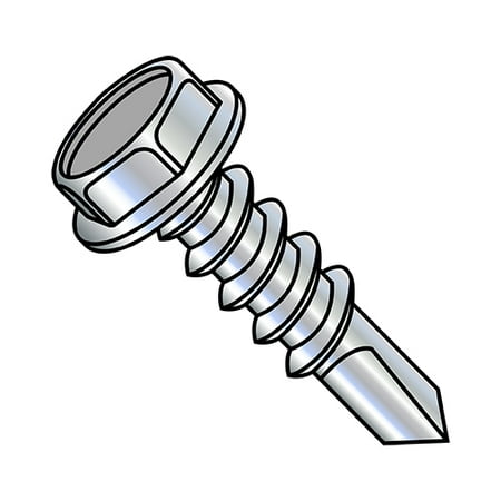 

12-14X2 Unslotted Hex washer Number 4 Point Self Drill Screw Full Thread Zinc (Pack Qty 1 000) BC-1232KW4