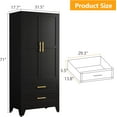 thumbnail image 2 of Metal Armoire Wardrobe Closet, 71 "Tall Clothing Storage Cabinet with Hanging Rods and 2 Drawers, Household Closet Organizers with Adjustable Shelves for Home Office or Gym (Armoire-Black), 2 of 7