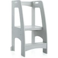 Tower StepUp Gray ' Wooden Adjustable Counter Height Step Stool with