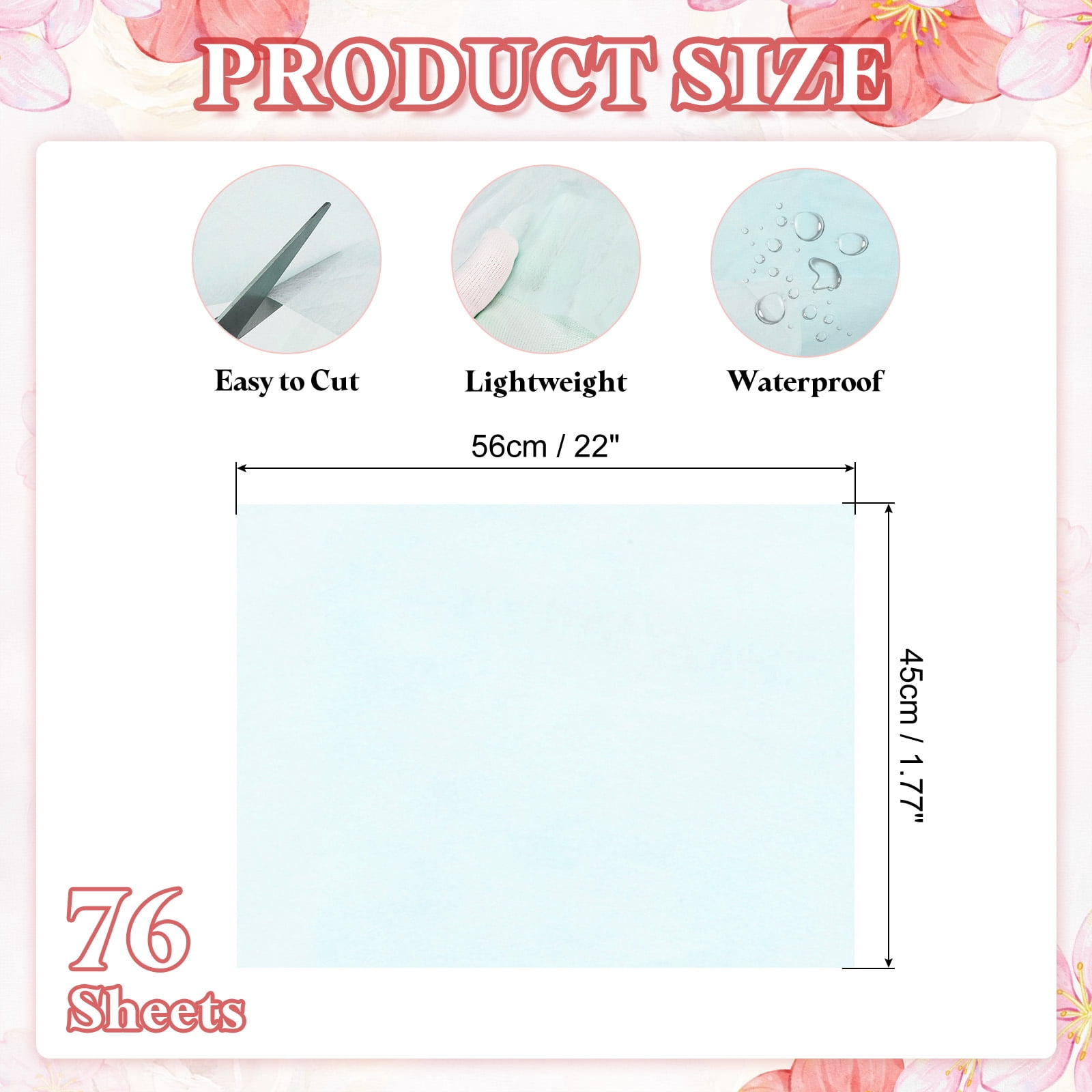 Uxcell 76Sheets Flower Wrapping Paper, 22"x17.7" Cotton Wrapping Flower Tissue Paper Floral Bouquet Wraps for Florist Packaging Arrangement Supplies Gift Packaging, Sky Blue