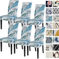 Summer Pattern Chair Covers for Dining Room Set of 6, Stretch Kitchen Chair Covers Washable Parsons Chair Slipcover Removable Dining Chair Protectors for Hotel,Ceremony,Banquet