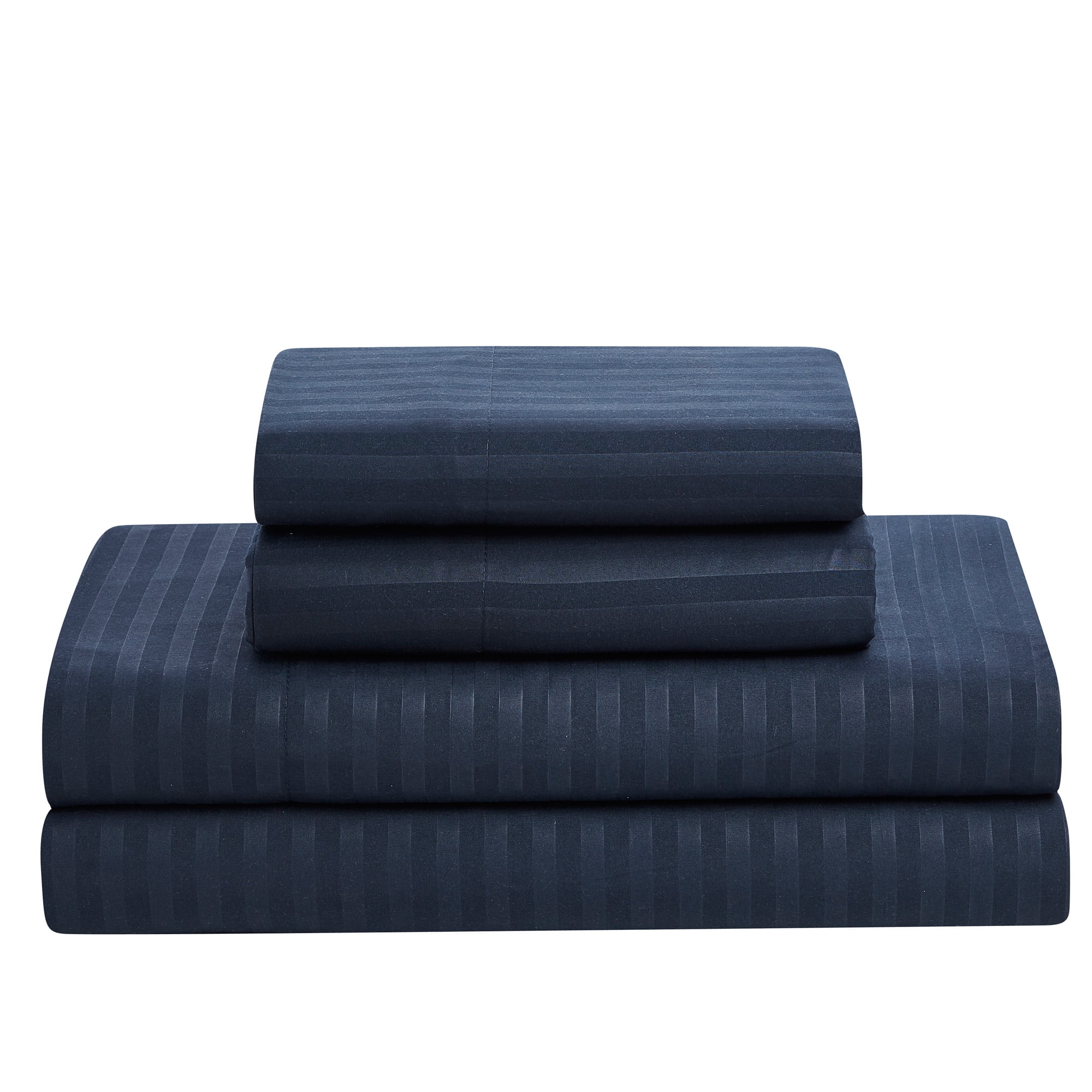 Dobby Stripe Bed in A Bag 8 Piece Comforter Sheet Bed Skirt Sham Set King - Navy