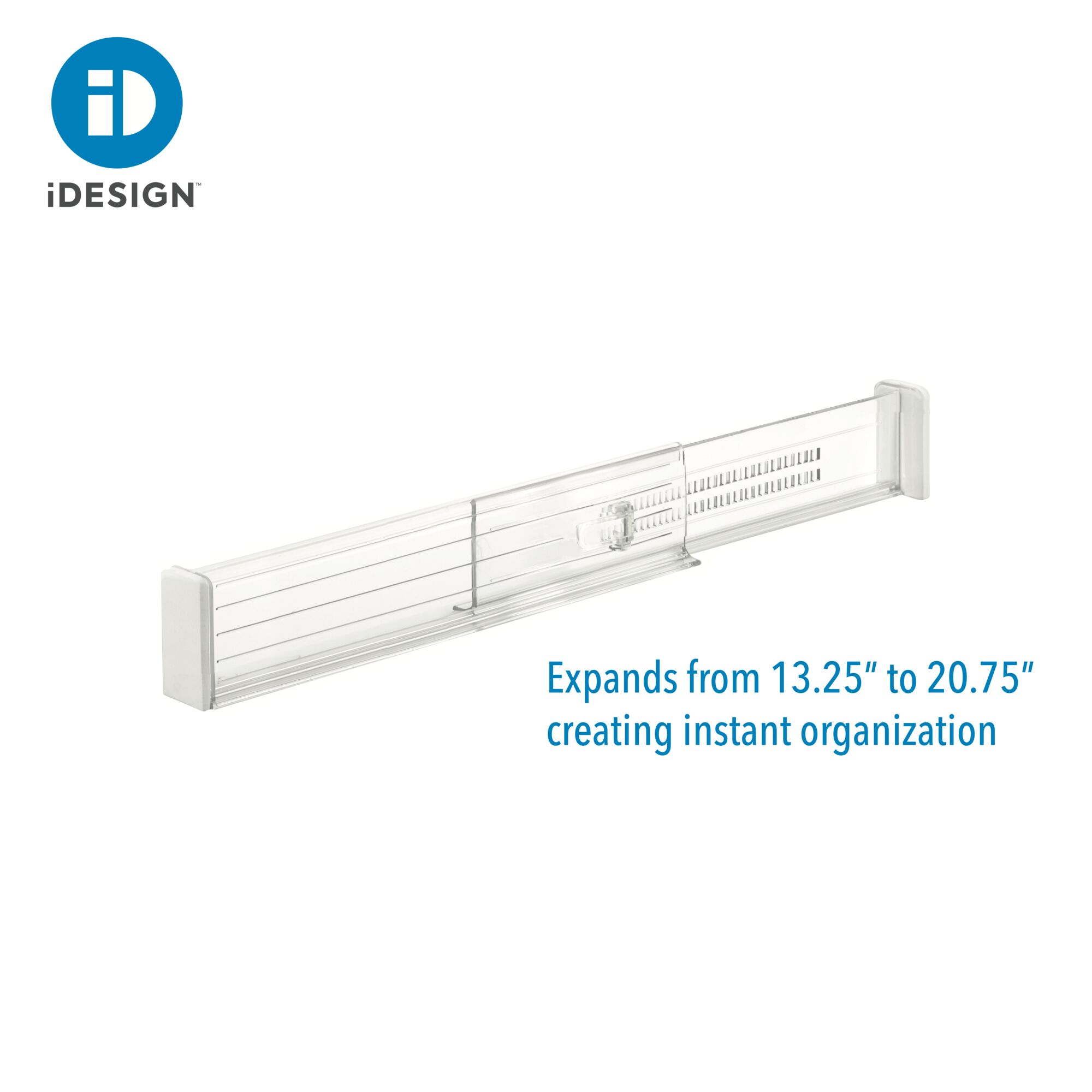 iDesign 2-Pack Plastic Adjustable Cabinet Drawer Dividers, 13.25" L X 2.5" W, Clear