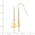 thumbnail image 4 of 14k Yellow Gold Chain Drop Dangle Cross Shepherd Hook Earrings Religious, 4 of 8