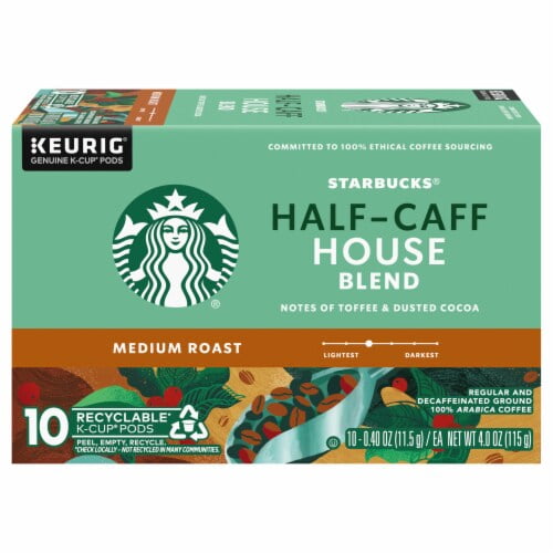 2X - Starbucks Half-Caff House Blend Medium Roast K-Cup Coffee Pods 10 ct