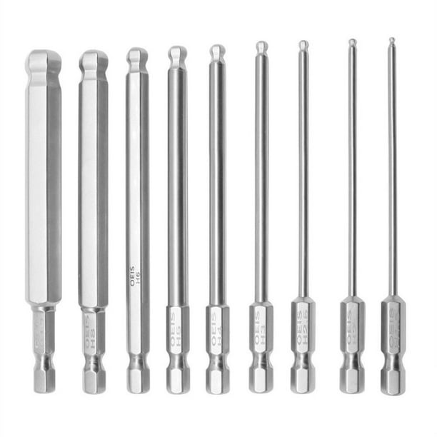 Jinnoda 9pcs 1/4 inch Hex Shank Allen Wrench Drill Bits Set 100mm Metric  Tip Socket 