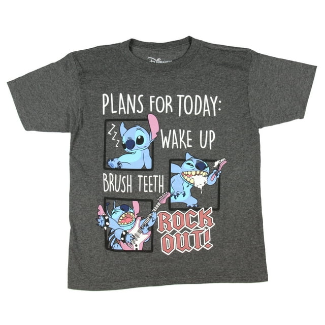 Disney Boy's Lilo and Stitch Plans For Today T-Shirt, XS 4/5