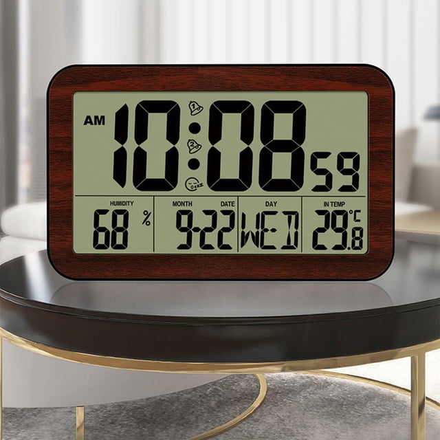 Digital con Fecha Temperatura Interior Funciona con Función de Repetición Reloj con LCD Grande para de Oficina , Oscuro 201x124x26 cm perfecl reloj despertador digital
