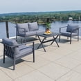 thumbnail image 5 of Aluminum Patio Furniture Set with Slim Armrests,4 Seat Modern Outdoor Conversation Set with Cushions and Coffee Table,Metal Patio Sofa Set Gray, 5 of 11