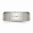 thumbnail image 3 of Stainless Steel Grooved 8mm Brushed/Polished Ridged Edge Band Size: 7; for Adults and Teens; for Women and Men, 3 of 6
