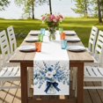 thumbnail image 4 of Blue Spring Floral 70 Inch Table Runner, Watercolor Summer Flowers Farmhouse Dresser Scarf Cotton & Linen Tablerunner for Dining/Kitchen Island/Holiday Party Décor 13" x 70", 4 of 9