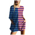 thumbnail image 1 of WILLBEST Pantalons pour Femmes Mode Féminine Combinaison à Rayures Manches Courtes Col Rond avec Poches Shorts Taille Haute, 1 of 5