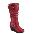 thumbnail image 1 of Bottes Mode pour Femmes à Fermeture Éclair Hauteur Genou, Talon Compensé Décontracté, Chaussures d'Hiver ( Rouge, 8.5), 1 of 5