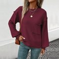 thumbnail image 5 of Giftesty Sweaters for Women Plus Size Women's Casual Fashion Long-Sleeve Round-Neck Solid Color Knitted Lantern Sleeve Sweater Tops, 5 of 5