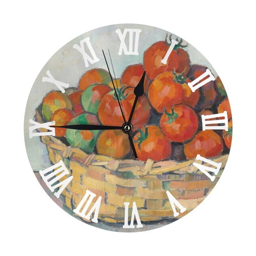 Zhmjortal 10 Inch Fruit Wall Clock Silent Non Ticking Round Clock Battery Operated Farmhouse Wall Clock for Living Room Kitchen Bedroom Office Decoration