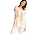 thumbnail image 2 of Rae Mode Womens Knit Gauze V-neck Hi-Lo Tie Dye Short Sleeve Top (Peach, Small), 2 of 2