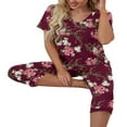 thumbnail image 4 of Ensemble de Pyjama pour Femmes, Chemise à Manches Courtes et Pantalon Capri, Tenue de Nuit, Ensembles de Pjs, Tenue de Nuit Douce, 4 of 6