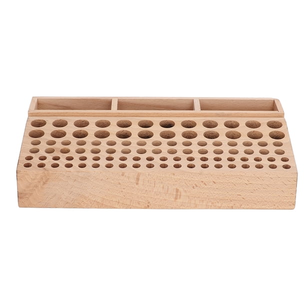 100-Hole Leathercraft Tool Holder - Solid Beech Wood Storage Rack For Punches, Awls & Brushes