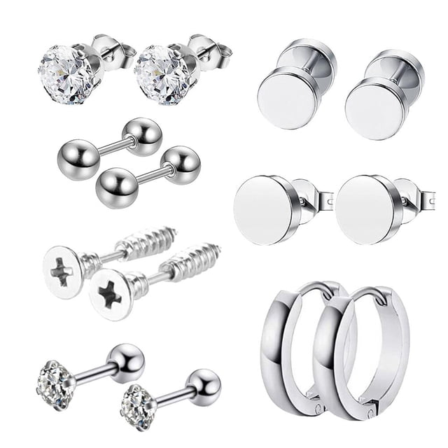 14 Pcs Boucles d'Oreilles Pendantes Mode Homme Style de Rue Bijoux d'Oreilles Élégants pour Fête