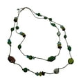 thumbnail image 2 of Green Blue Purple Glass Beaded String Two Strand Necklace 24" Ladies Adult Female Women, 2 of 2