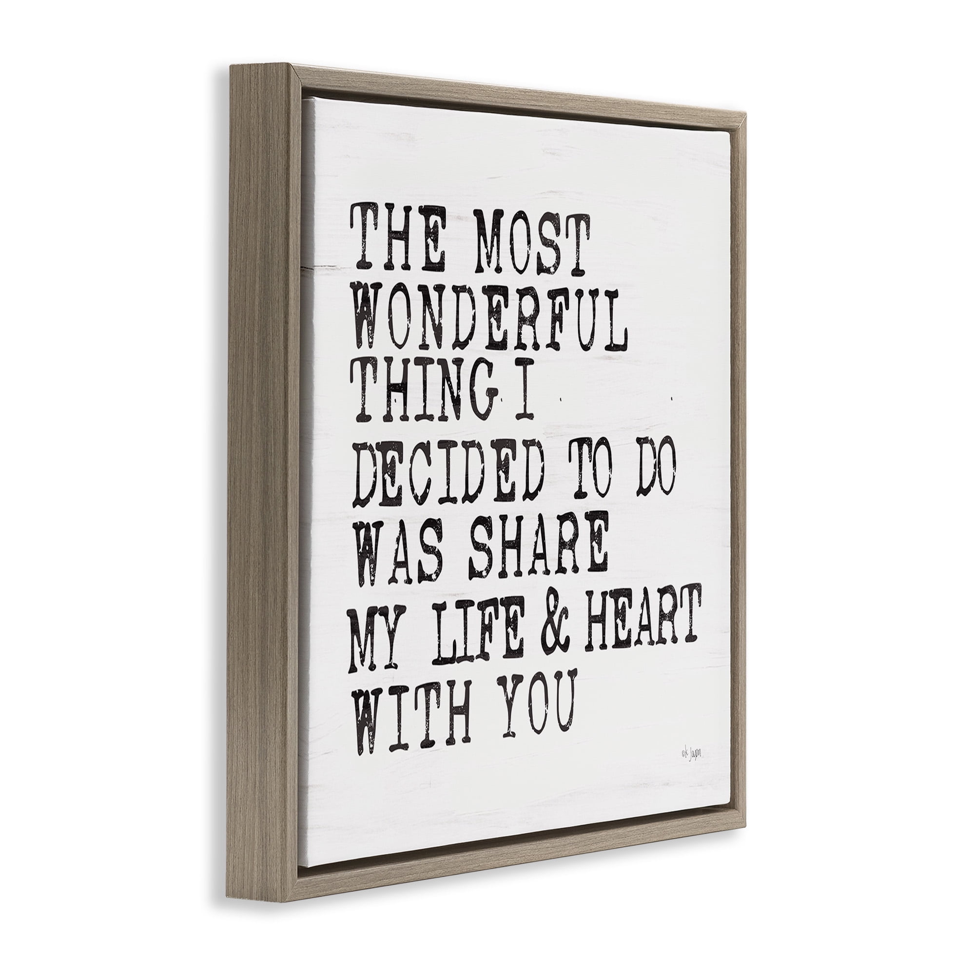 Stupell Industries Share My Heart Inspirational Typography Painting Brown Floater Framed Canvas Art Print Wall Art, 18 x 18