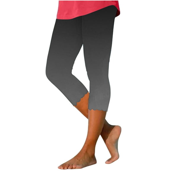 Women Yoga Pants Capri Leggings Slim Gradient Yoga Capris Lightweight Pants High Waisted Stretchy Leggings Summer Fitness Capri Casual Fit Loungwear Capri, Gray (Medium)