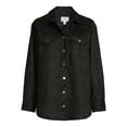thumbnail image 4 of Time and Tru Women's Faux Suede Shacket with Snaps, Sizes XS-XXXL, 4 of 5