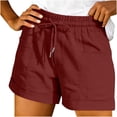 thumbnail image 5 of VBVC Women's Drawstring Elastic Waist Shorts,Straight Leg Breathable Shorts For Women,Ladies Summer Casual Comfy Hiking Shorts with Pockets,Wine,S-2XL, 5 of 7