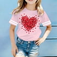 thumbnail image 2 of MUXiin Valentines Shirts for Girls Girls Casual Short Sleeve Tee With All Over Print Round Neck Top for Everyday Play And School Comfortable Soft Fabric Kids Valentines Gifts, 2 of 4