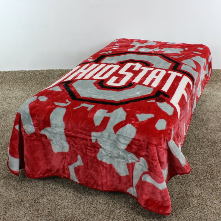 College Covers Ohio State Buckeyes Huge Raschel Throw Blanket Bedspread 86