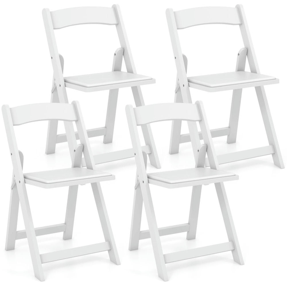 GVN Set of 4 Dining Chairs Foldable Kitchen Chair with Rubber Wood Legs and Padded Seat-White, Modern Chair for Dorm, Room, Office GVN Set of 4 Dining Chairs Foldable Kitchen Chair with Rubber Wood Legs and Padded Seat-White, Modern Chair for Dorm, Room, Office