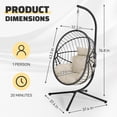 thumbnail image 3 of LHBcraft Hanging Egg Chair with Stand - 350lbs Capacity, Waterproof PE Rattan, Foldable Seat with Cushion for Outdoor Patio & Indoor Living Room, 3 of 8