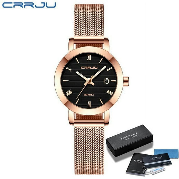 CRRJU Women's Watches 2020 Luxury Ladies Date Watch Fashion Stylish Waterproof Slim Quartz Watches for Women Reloj Mujer