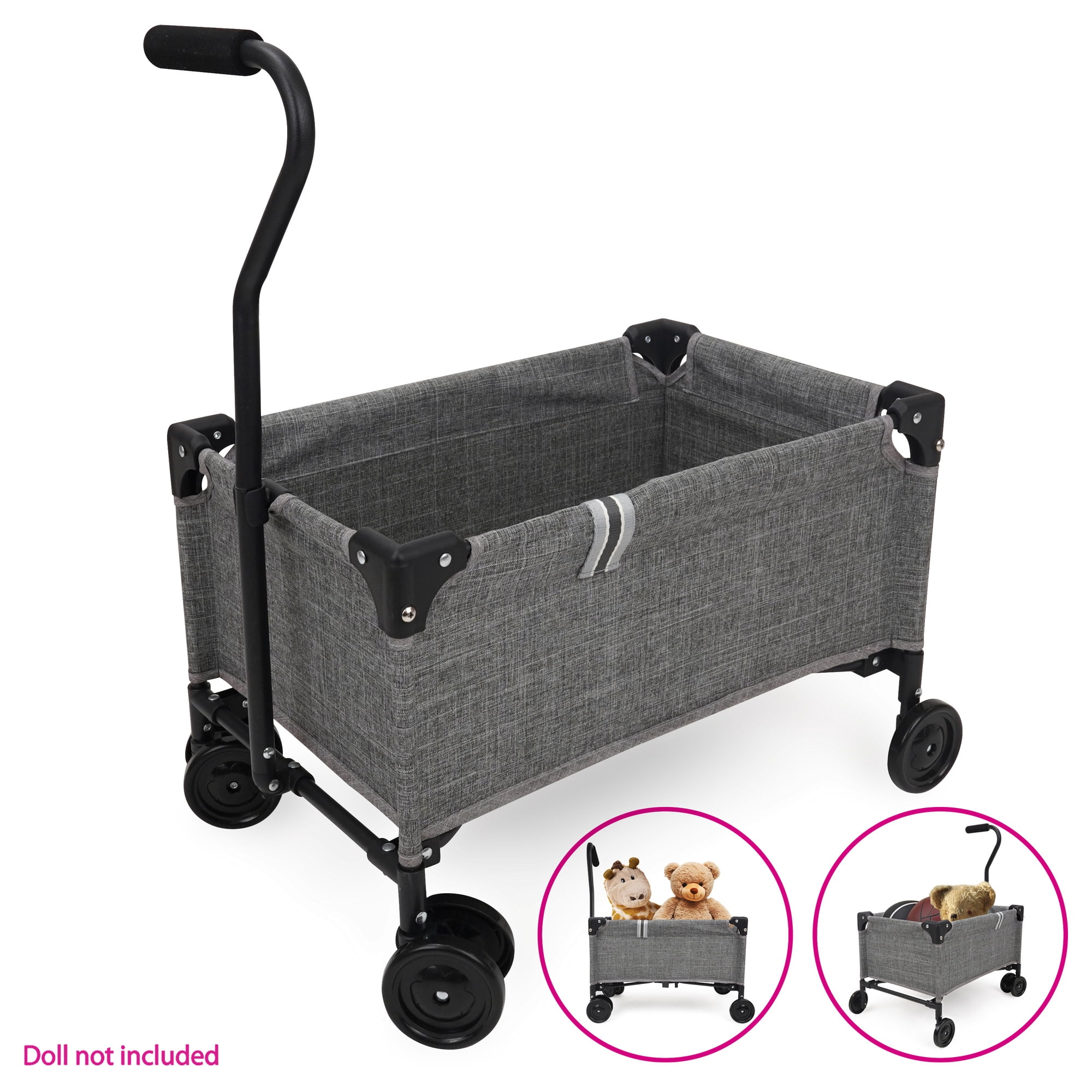509 Crew: Little Wagon - Melange Grey - Folding Pull-Along Cart, Adjustable Handle, Canvas-Metal Frame, Transport Toys-Dolls-Stuffed Animals, Kid 3+