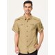 thumbnail image 2 of Camisa cargo caqui para hombre, manga corta, ajuste regular, botones, safari, camisas de trabajo, grande Unique Bargains Camisa, 2 of 6