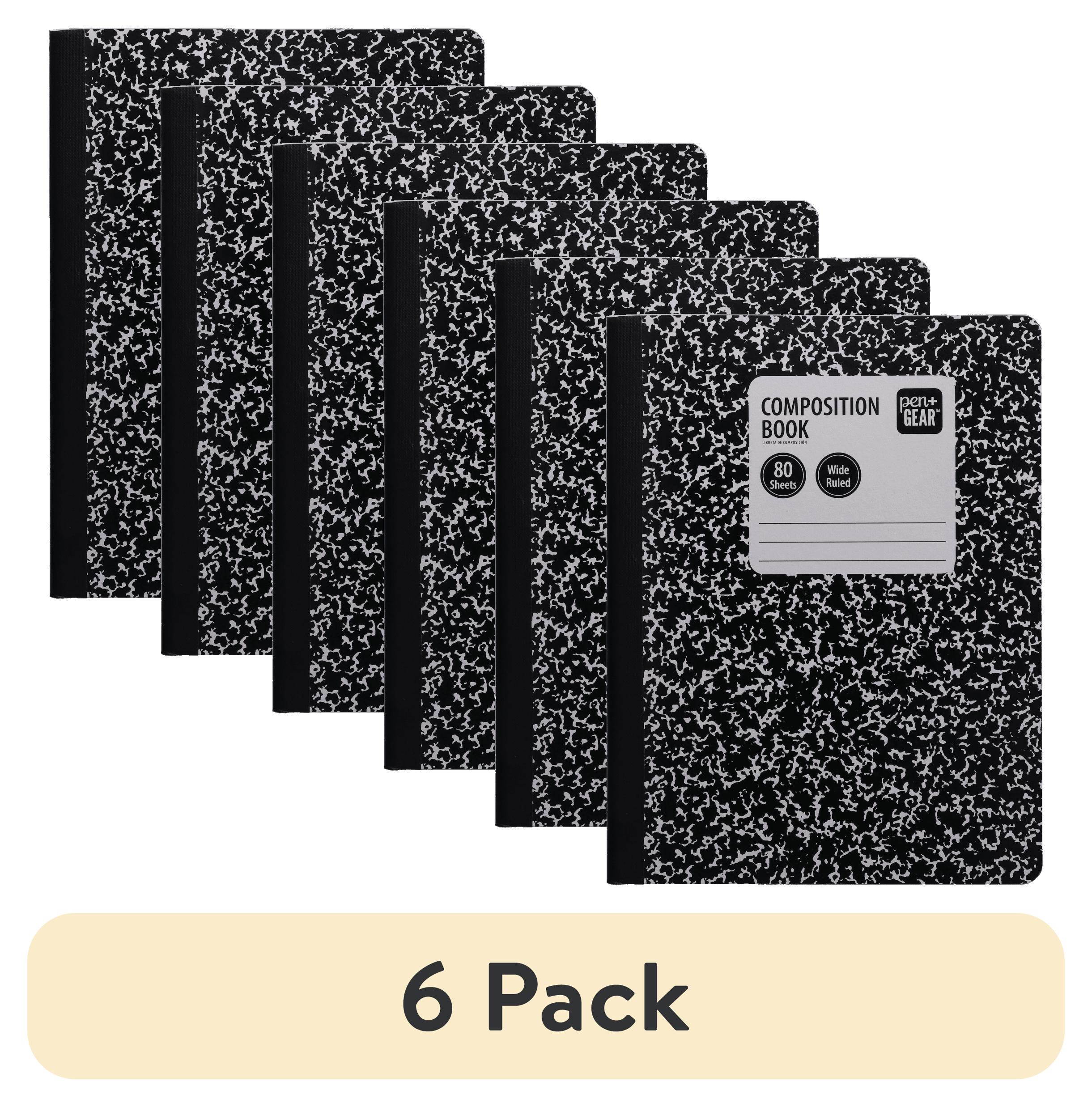 (6 pack) Pen+Gear Composition Book, Wide Ruled, 7.5"x 9.75", Marble Design, Paper Cover, 80 Sheets