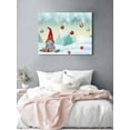 thumbnail image 3 of Christmas Gnome Canvas Print Wall Art Watercolor Teal Xmas Trees Balls Winter Snowflakes Pictures Painting Morden Artwork for Living Room Bedroom, Ready to Hang - 12"x16", 3 of 6