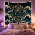 thumbnail image 2 of Ocean Waves Fierce with Mythical Mask Churning Textured, Mystical Fantasy for Space Lovers, Galaxy Room Decor, Housewarming Gift, Tapestry Wall Hanging for Bedroom and Dorm, 2 of 7